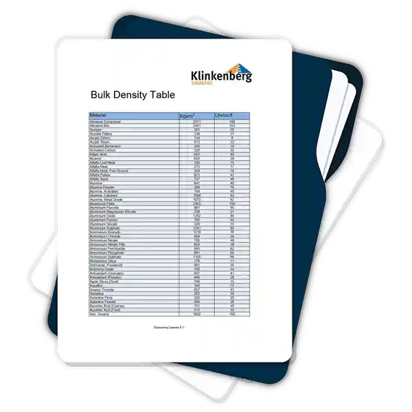 Bulk Density Table - Klinkenberg B.V.